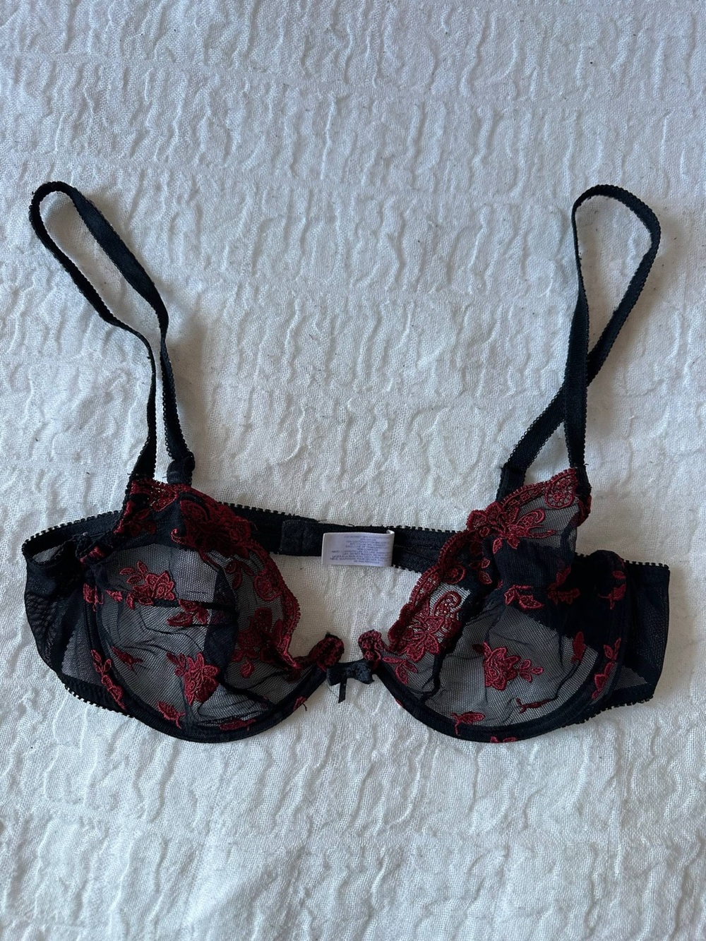 Ralph Lauren Floral Lace Bra Black & Red 36B